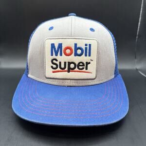 MOBILE SUPER "Distance Tour" snapback hat cap adjustable trucker mesh blue oil